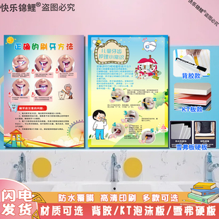 幼儿正确刷牙方法儿童刷牙步骤图儿歌口诀表诊所牙科口腔kt板墙贴