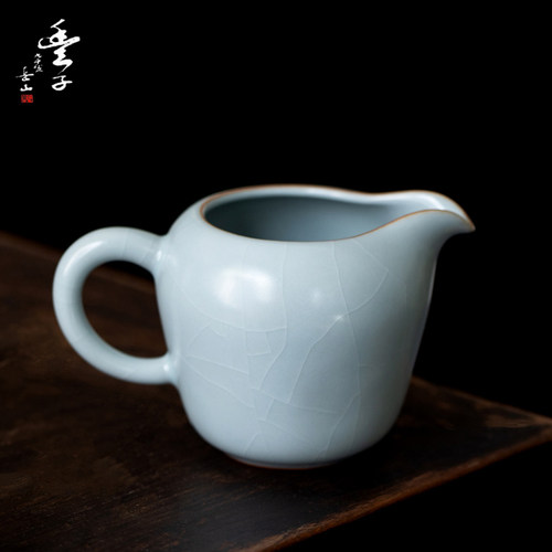 台湾丰子汝窑香韵公道杯高档开片可养汝瓷茶海天青手工陶瓷分茶器