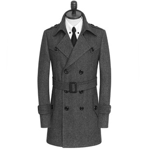 双排扣 韩版 高端羊毛尼外套男2025秋冬中长款 毛呢保暖大衣英伦修身