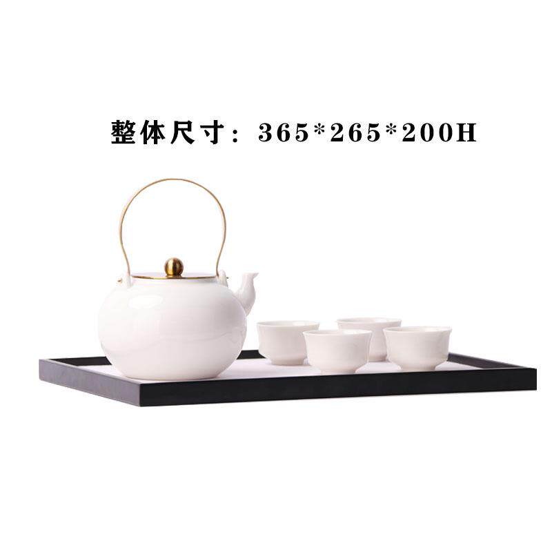 创意新中式禅意陶瓷茶具金属托盘套装组合桌面摆件博古架书房摆设