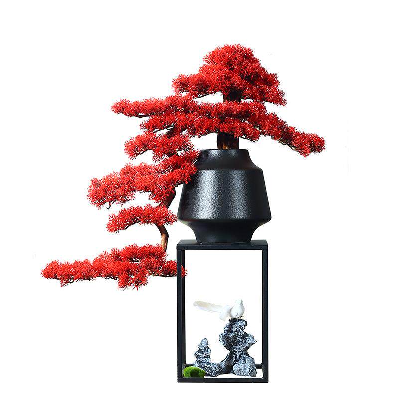 仿真松树植物盆景客厅摆件入户玄关新中式迎客松盆栽室内装饰摆设