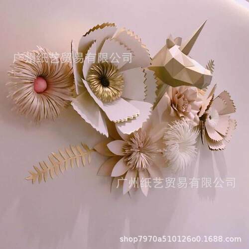 6朵立体纸花平底玫瑰成品婚房婚礼道具纸花橱窗装饰用品手工大花