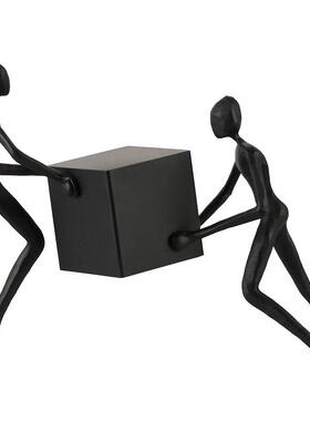 现代创意抽象人物搬运雕塑摆件样板间售楼处家居软装饰客厅艺术品