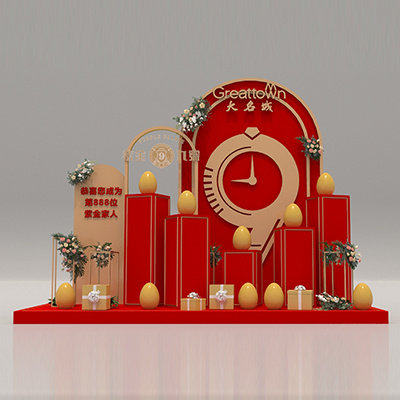 鼎朵壹品售楼处美陈装饰 营销中心礼品堆头布置 房地产成交砸金蛋