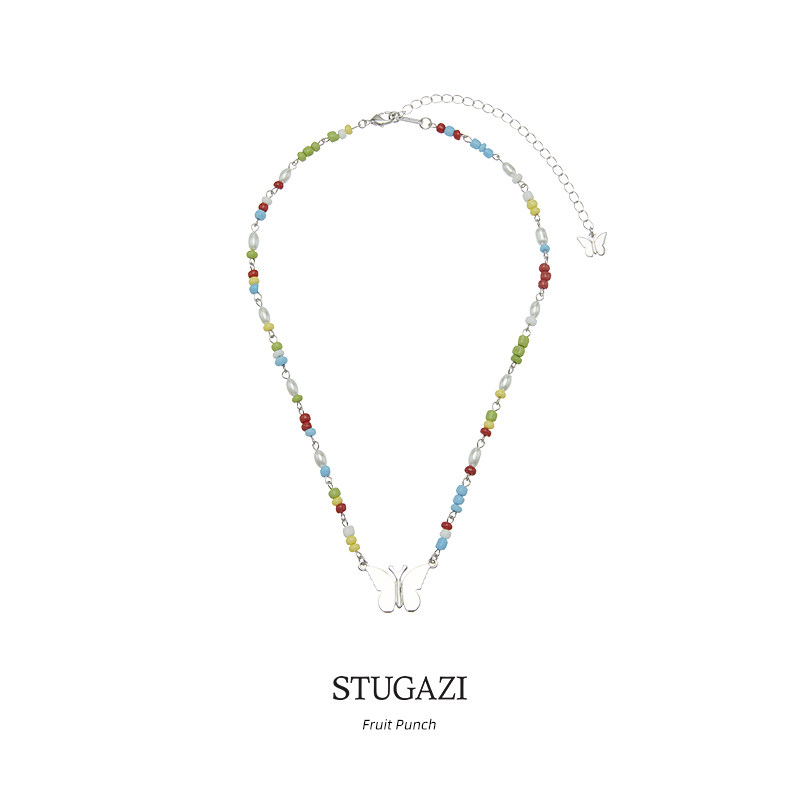 stugazifruit punch水果宾治串珠蝴蝶项链锁骨链