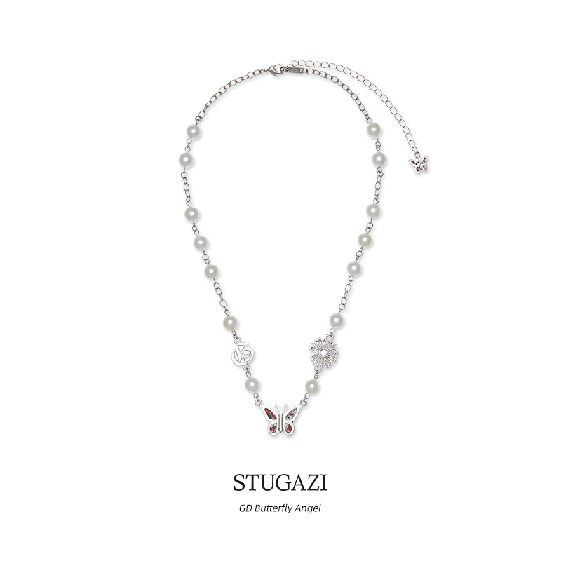 STUGAZI蝴蝶珍珠项链同款
