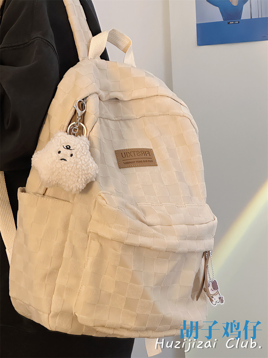 VANWALK高颜值书包女高中大学生初中生大容量背包简约百搭格子少怎么样,好用不?