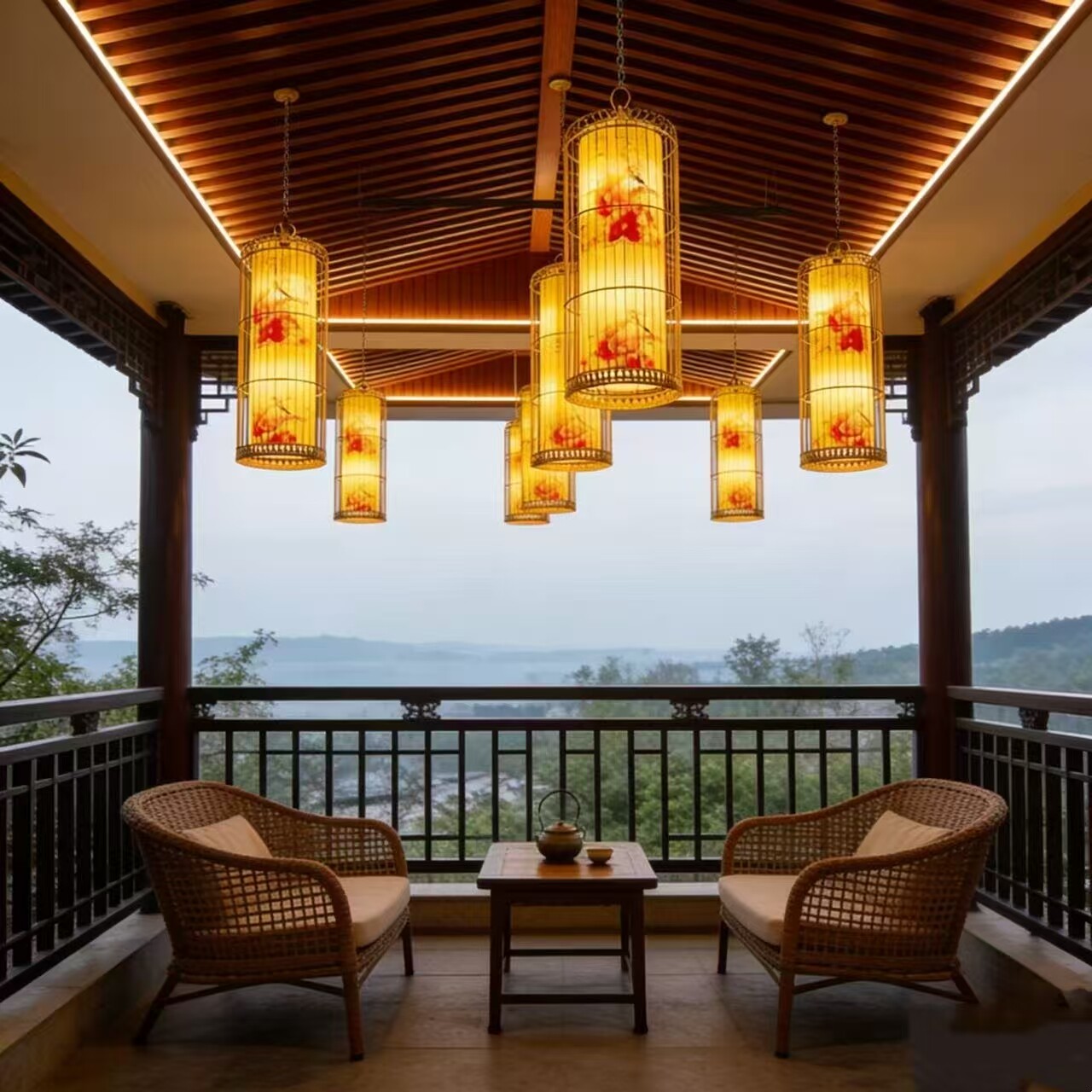 新中式铁艺鸟笼灯吊灯中式古典创意落地鸟笼灯茶楼酒店餐厅