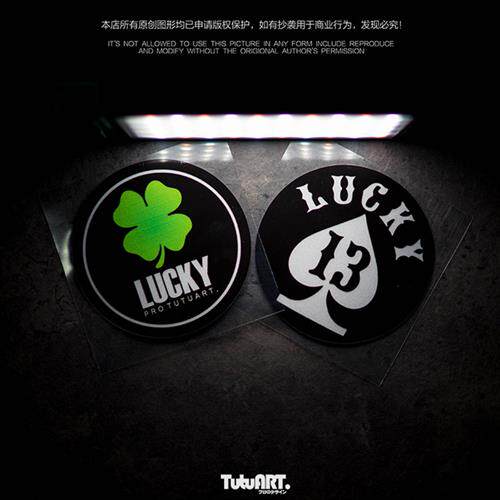 TUTU圖圖車貼 四叶草车身装饰贴幸运13LUCKY侧窗玻璃内饰反光贴花