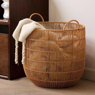日本进口彷藤编脏衣篓卫生间装脏衣服收纳筐脏衣篮洗衣篮子篓子