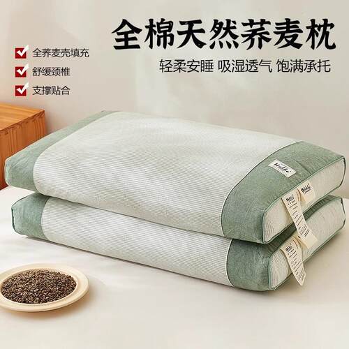 日本进口全荞麦枕头护颈椎助睡眠专用荞麦皮枕芯成人护颈枕一对装