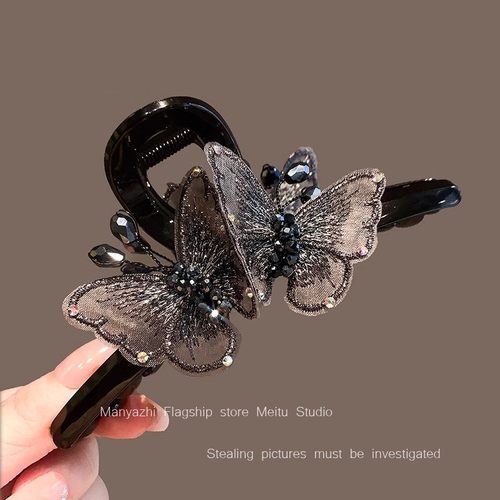 中式水钻发夹后脑勺大号鲨鱼夹