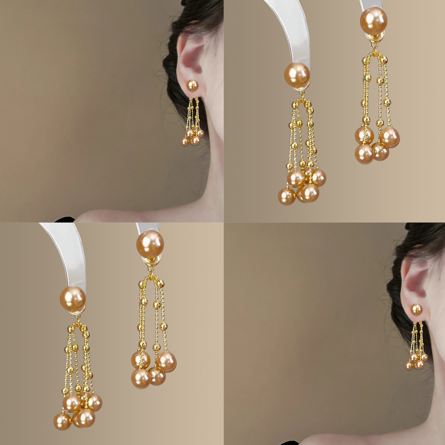 金盏珠月~法式金色瀑布珍珠流苏耳环高级感时尚可两戴耳钉耳饰品,饰品/流行首饰/时尚饰品新,耳环,淘宝优惠券,粉丝福利购,淘宝优惠卷