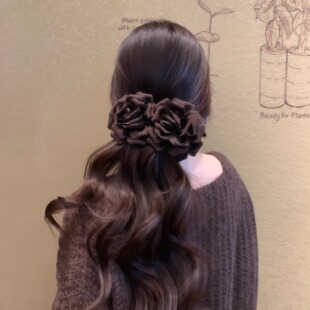 美翻！秋冬一定要拥有的香蕉夹~复古咖色波点香蕉夹高马尾竖夹女