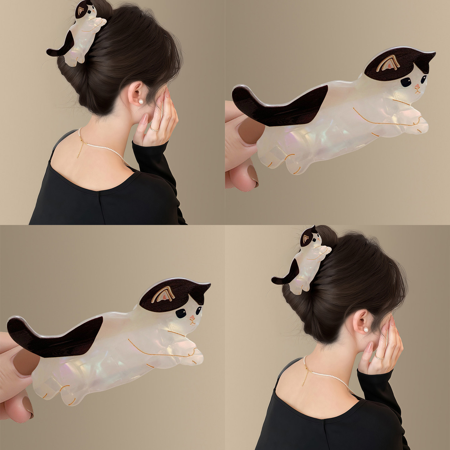 猫儿这个萌~黑色小猫醋酸抓夹