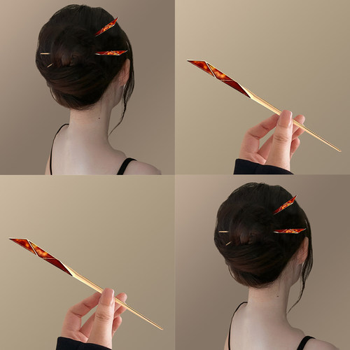 金属发簪丸子头盘发簪新中高级感