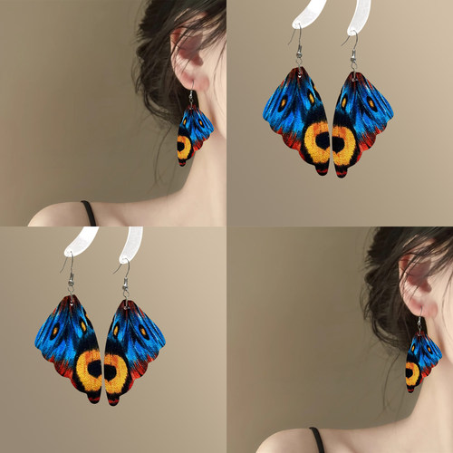 [冰蚕蝶]复古孔蓝蝴蝶耳环