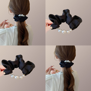 精致百搭！黑色珍珠头绳！新款扎头发皮筋女皮套高弹力耐用发饰品