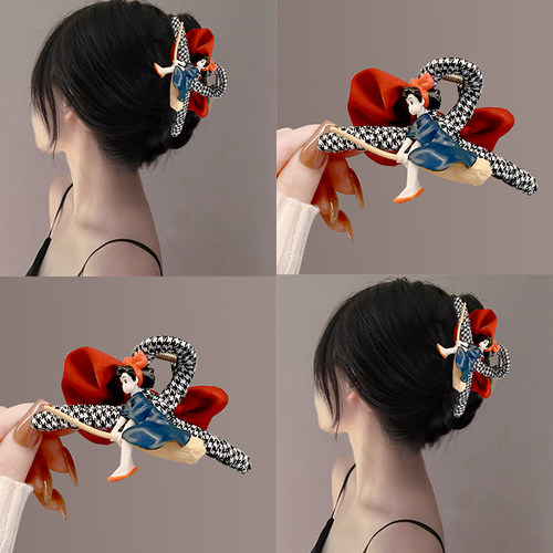 鲨鱼夹发夹头饰少女可爱丸子头