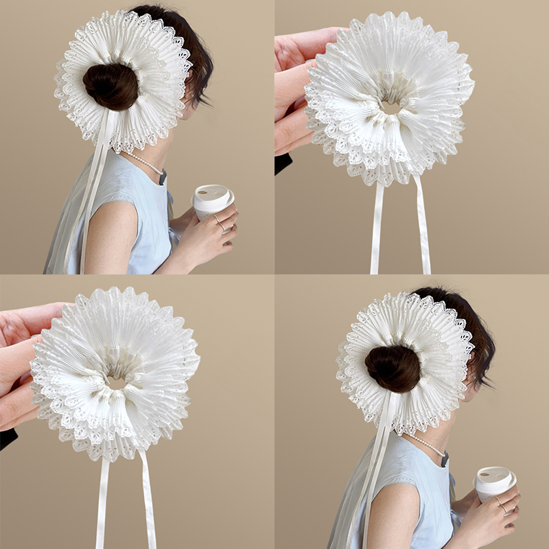 巴黎白梦~双层蕾丝超大发圈