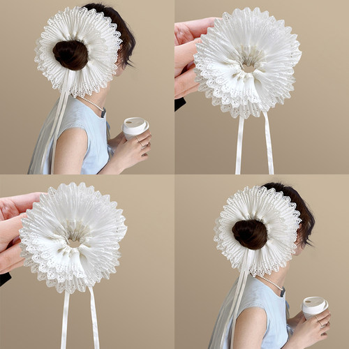 巴黎白梦~双层蕾丝超大发圈