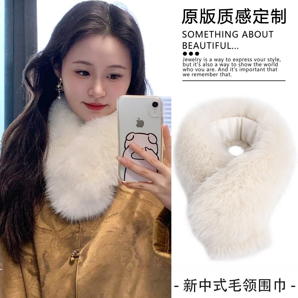 小巧领巾毛领女国风气质狐狸毛
