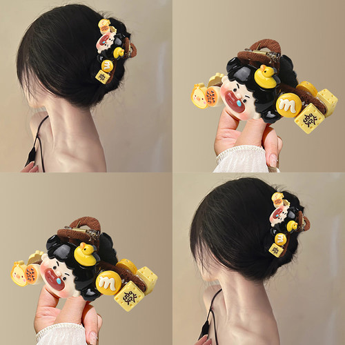 抓夹萌趣发头饰鲨鱼夹大号后脑勺