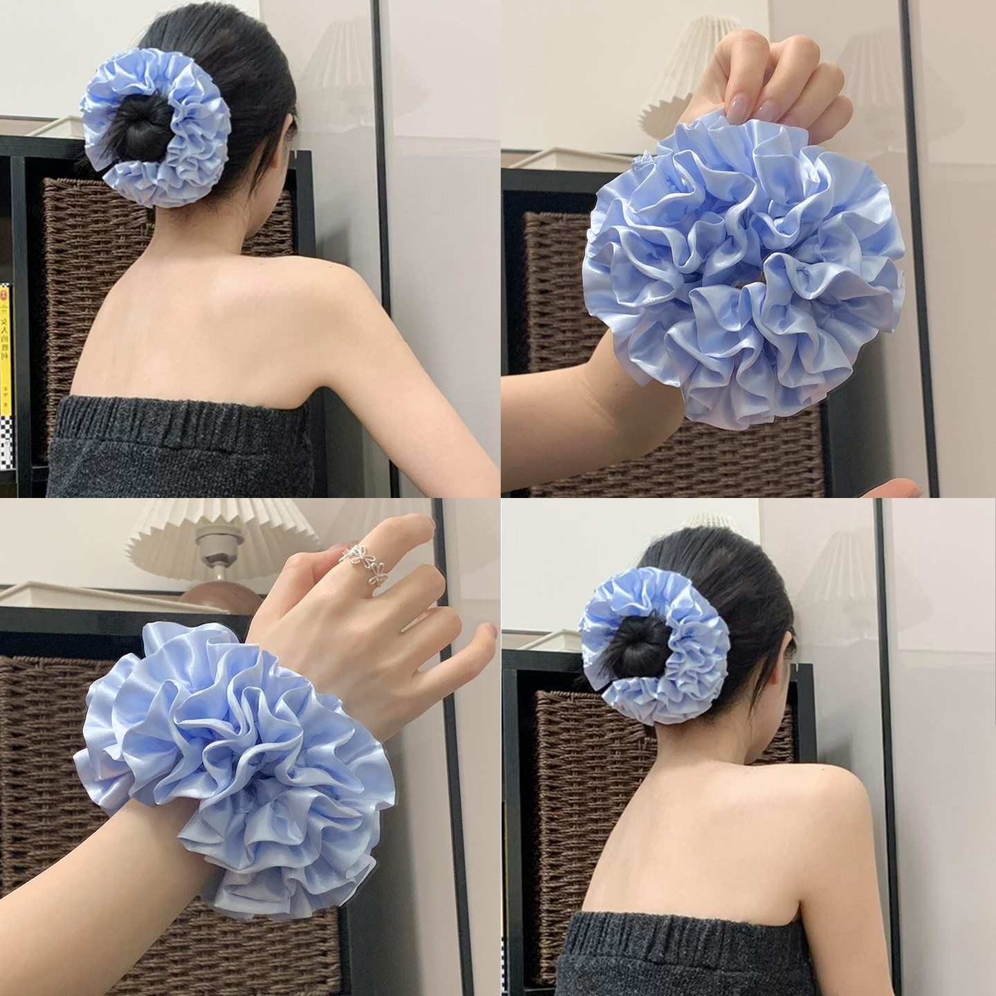 蓝蓝的！凉凉的~花苞花边发圈