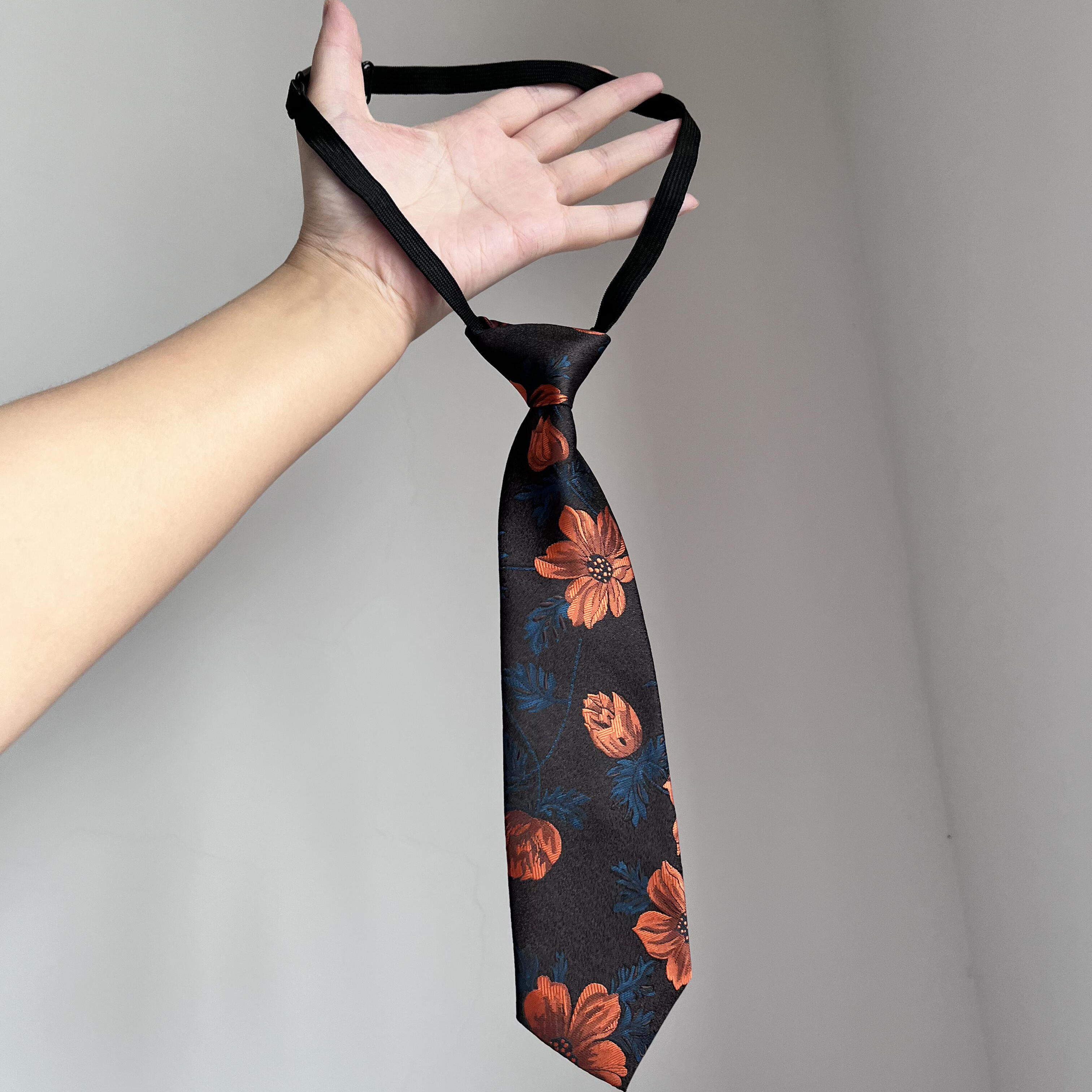 「枯花络烬｜原创」中古风黄色印花领带秋冬配饰领结搭配免手打女