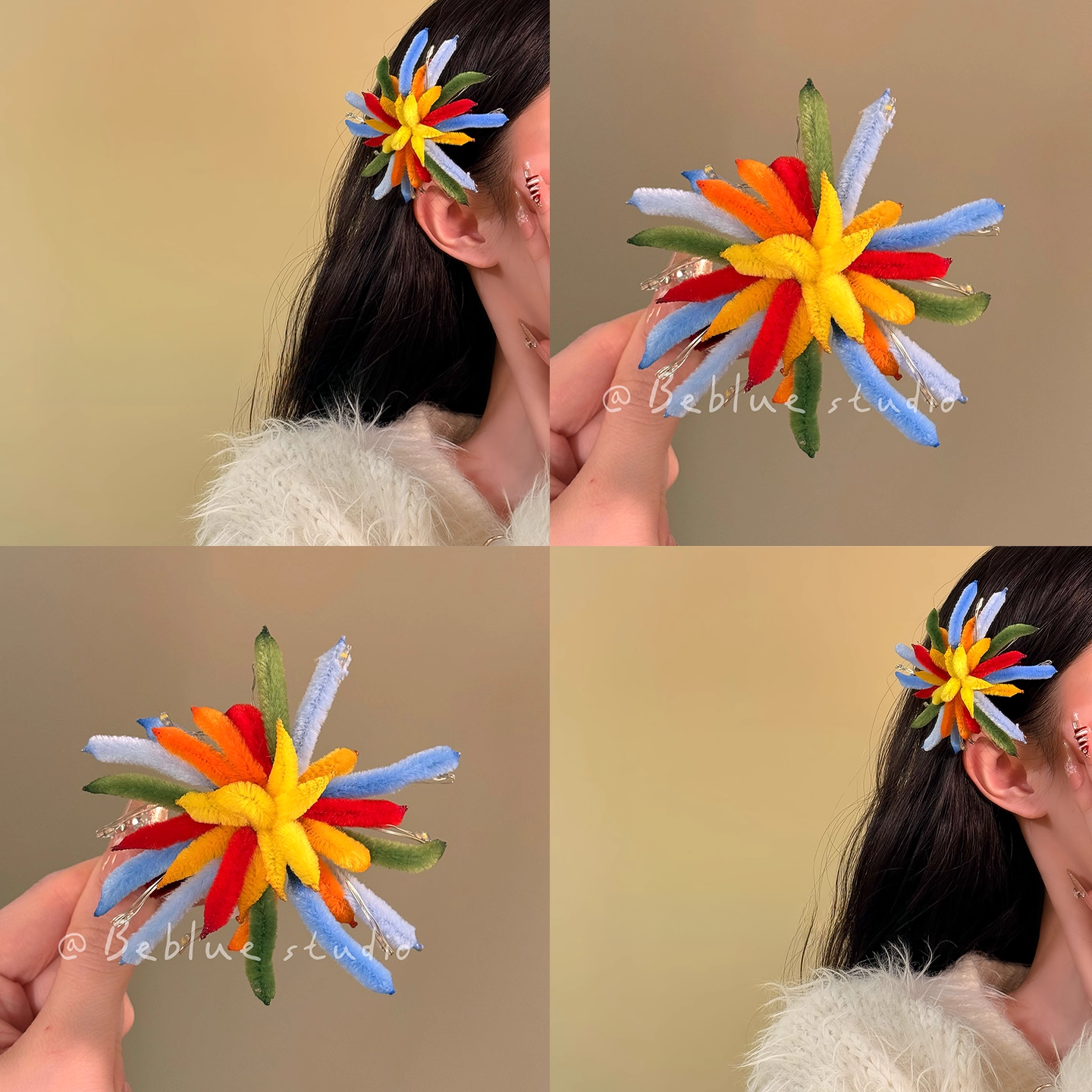 璀璨绽放~五彩扭扭棒烟花发夹