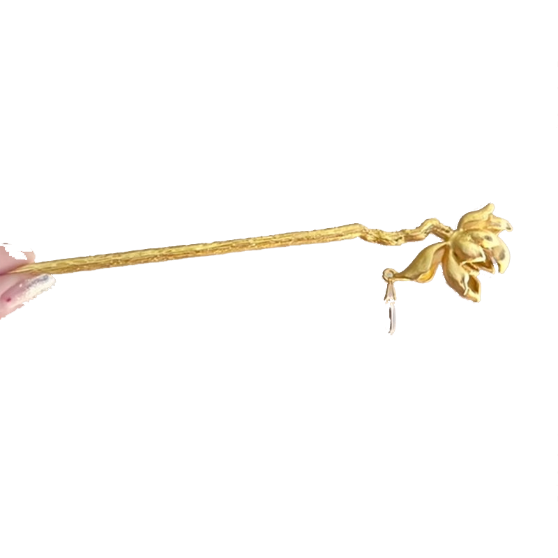 金色莲花发簪新中式国风复古盘发