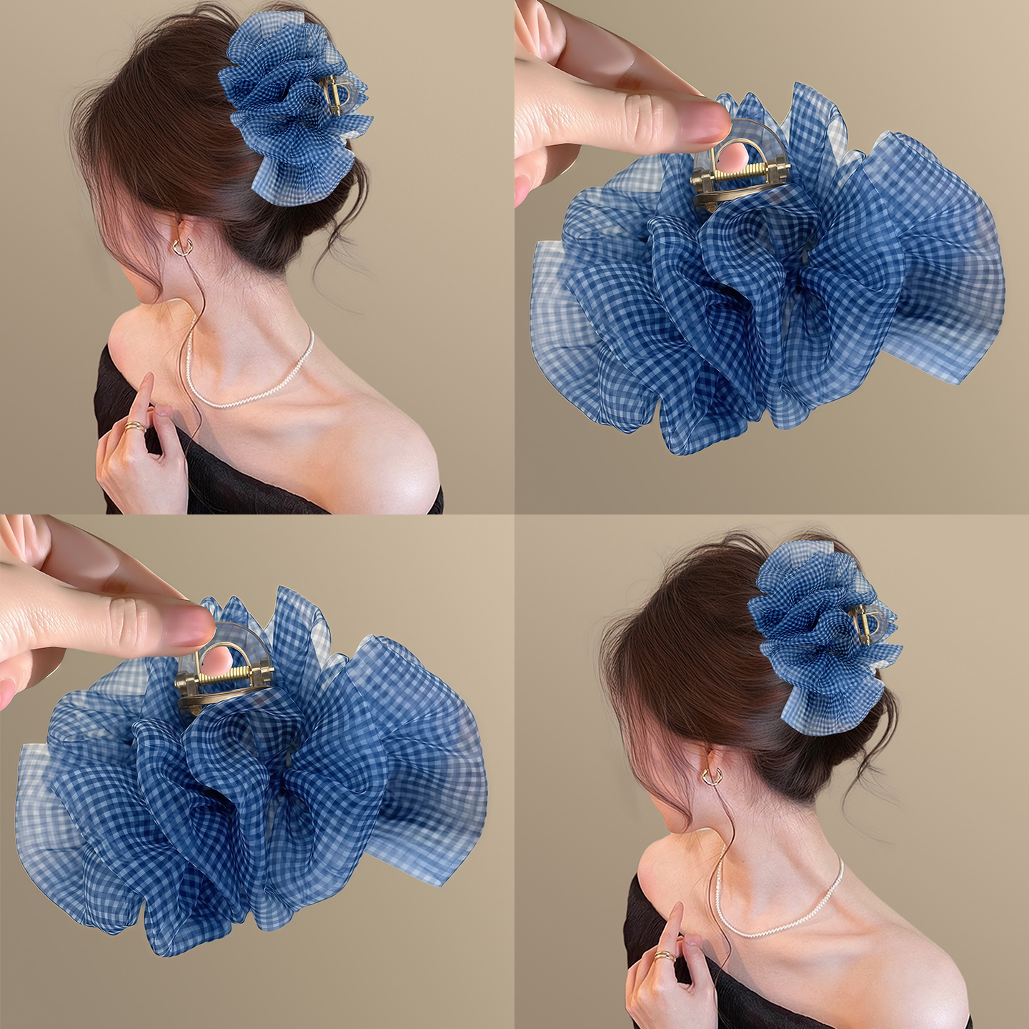 長島情書~藍格子泡泡紗抓夾