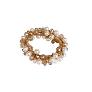 韩国网红气质头绳珍珠水晶发圈女简约百搭扎马尾皮筋丸子头发饰