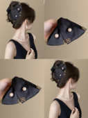 费罗周刊 高级感珍珠蝴蝶结抓夹高端气质后脑勺鲨鱼夹盘发器 时尚