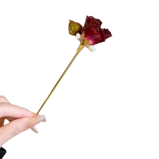 炙热玫瑰！氛围感珍珠玫瑰花发簪！2026发钗盘发簪子小众气质头饰