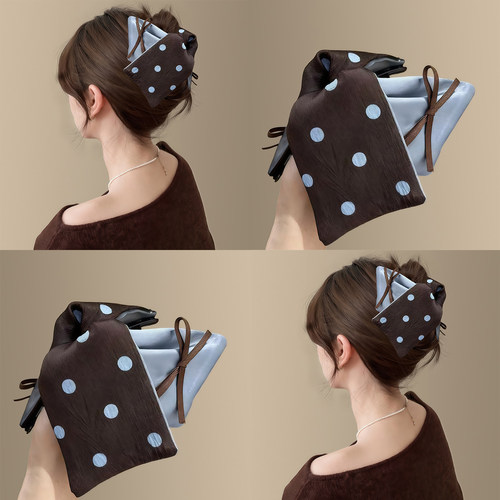 「海盐香颂」韩系波点蝴蝶结抓夹