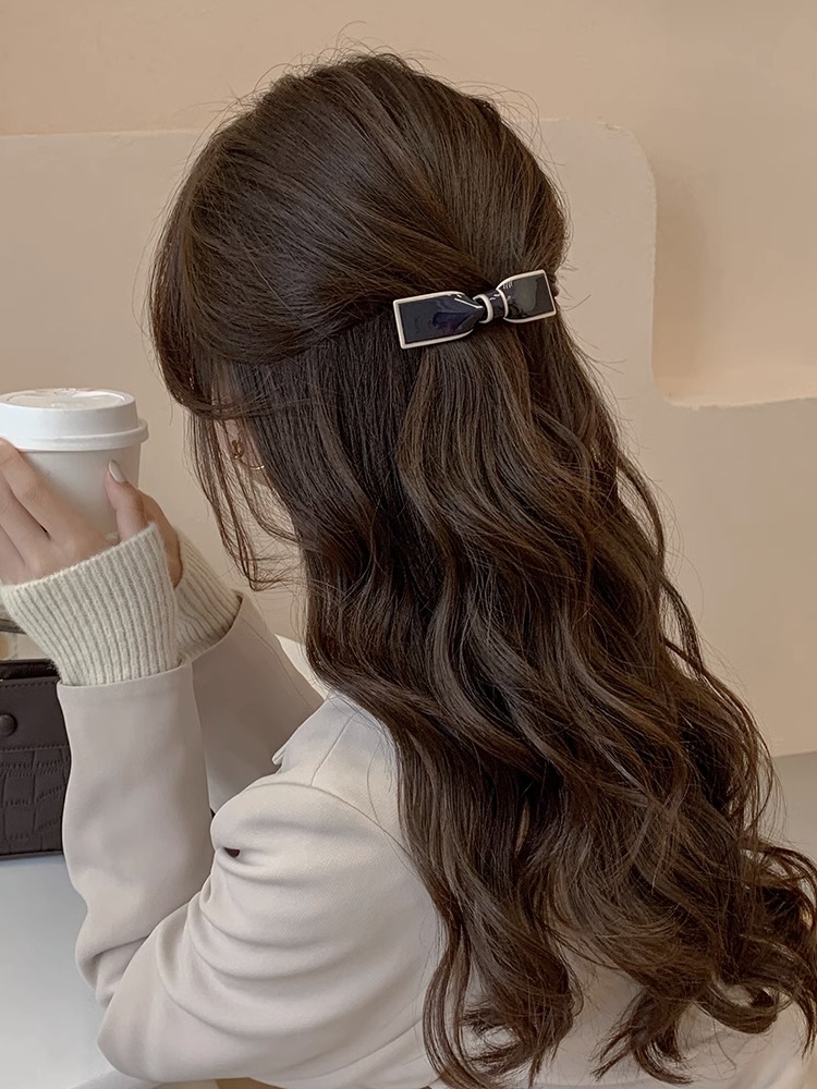 韩国简约发量少夹子发卡头饰女甜美顶夹一字夹气质蝴蝶结弹簧发夹