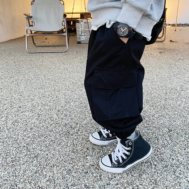 男童工装裤加绒儿童裤子秋冬男宝宝冬装休闲裤小童秋装童装冬季潮