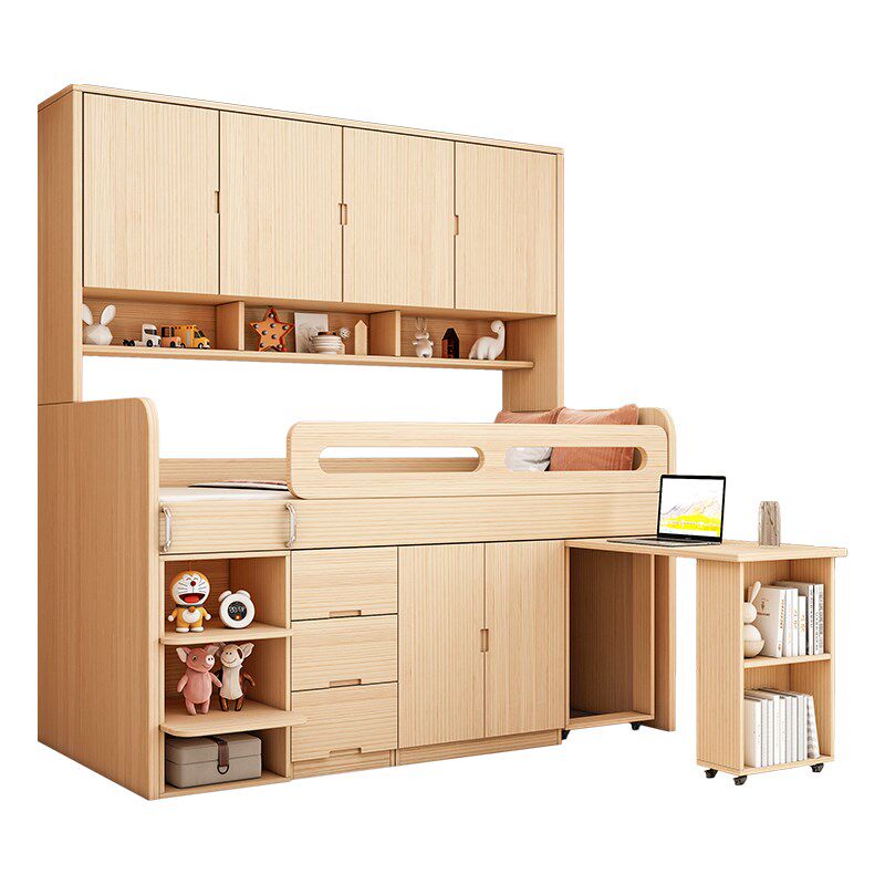 全实木半高床简易小户型男孩女孩儿童床多功能衣柜组合一体高架床