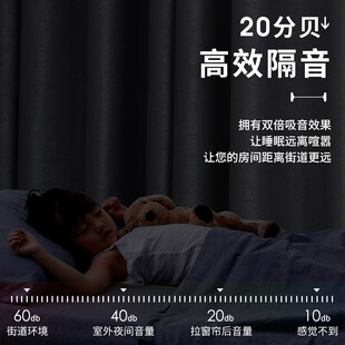 卧室窗帘2021年新款 加厚布 客厅全遮光超强马路隔音专业降噪挂钩式