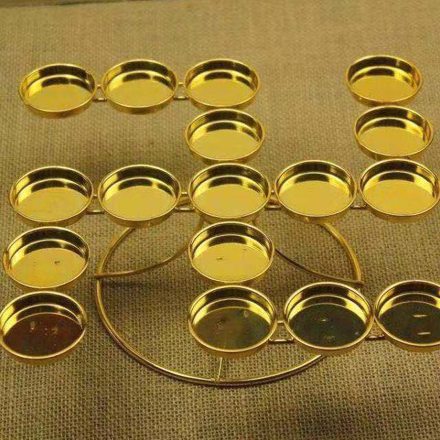 新款卍万字17品圆盘酥油灯架用品法器锌合金供灯蜡烛烛台灯座