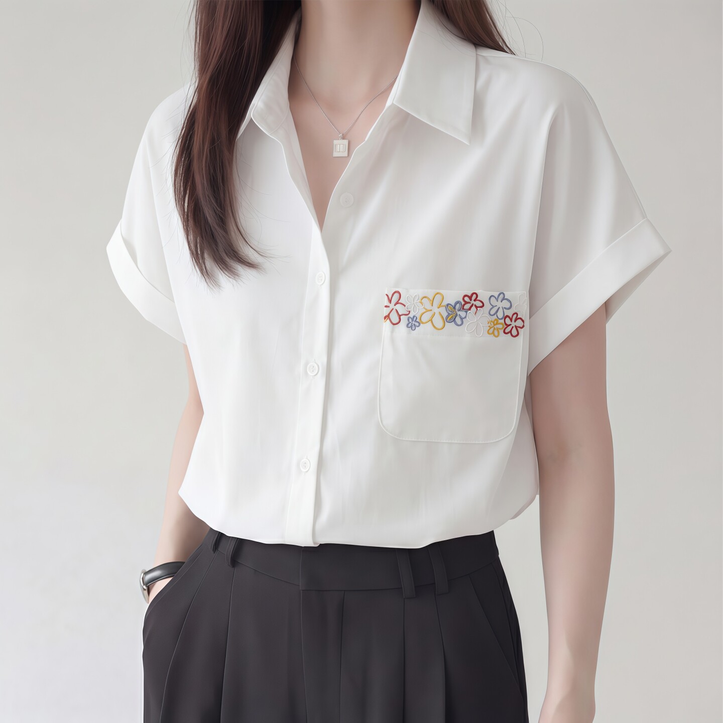 法式绣花设计感小众白色短袖衬衫女夏季2026新款休闲通勤职业上衣