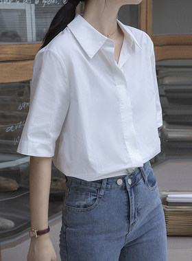 短袖白色衬衫宽松夏装2025年新款