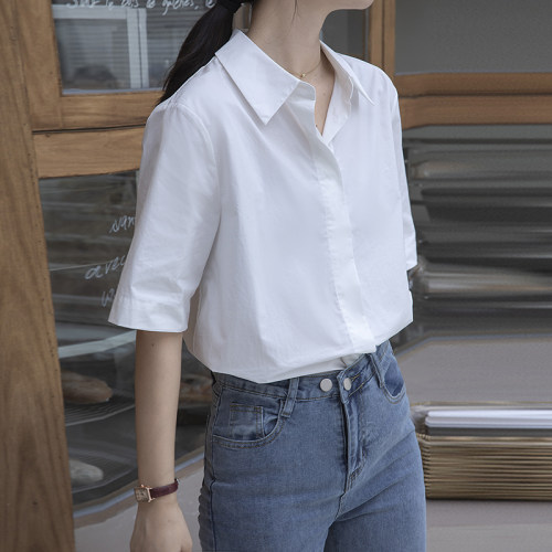 短袖白色衬衫宽松夏装2025年新款
