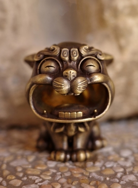 村野铜原创云南铜瓦猫招财纳福客厅创意可爱中式小摆件香插装饰品