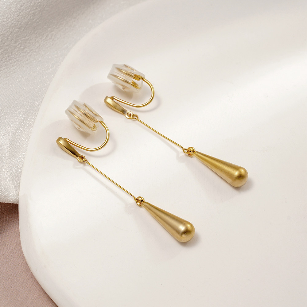 长款哑金耳夹无耳洞女高级感气质显脸瘦水滴耳环百搭蚊香盘耳饰品,饰品/流行首饰/时尚饰品新,耳夹,淘宝优惠券,粉丝福利购,淘宝优惠卷