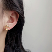 镂空爱心气质耳环简约学生无耳洞耳夹女甜美桃心高级感S925银耳钉