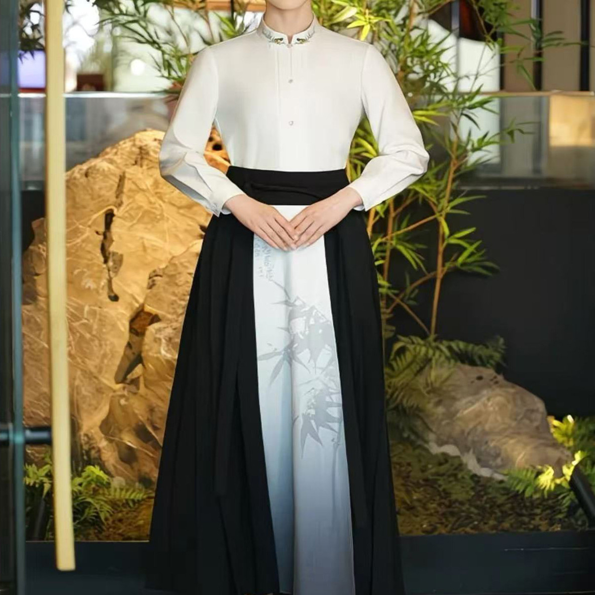 餐饮服务员工作服短袖夏装中式酒店宴会餐厅员工火锅饭店工装套装