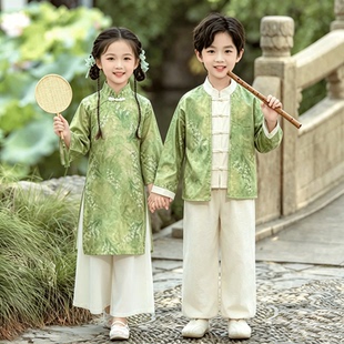 儿童汉服男童汉元素小学生开笔女童新中式朗诵合唱幼儿园日常穿搭