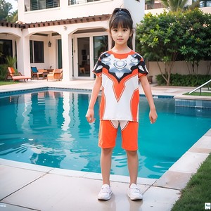 新款2024夏季女童格丽乔奥特曼T恤卡通速干赛罗表演服短袖cos女孩